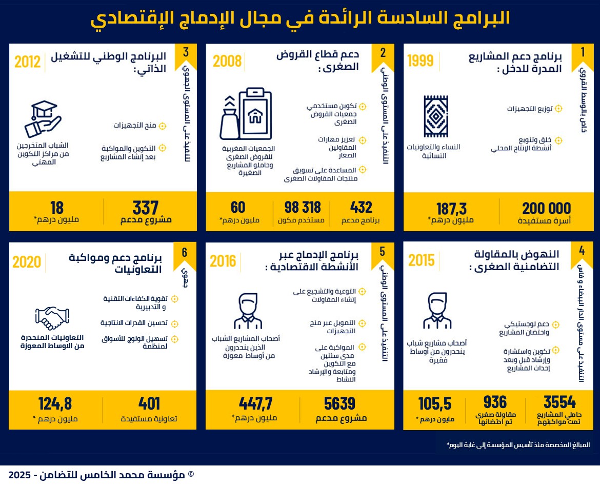 البرامج الستة الرائدة في مجال الادماج الإقتصادي